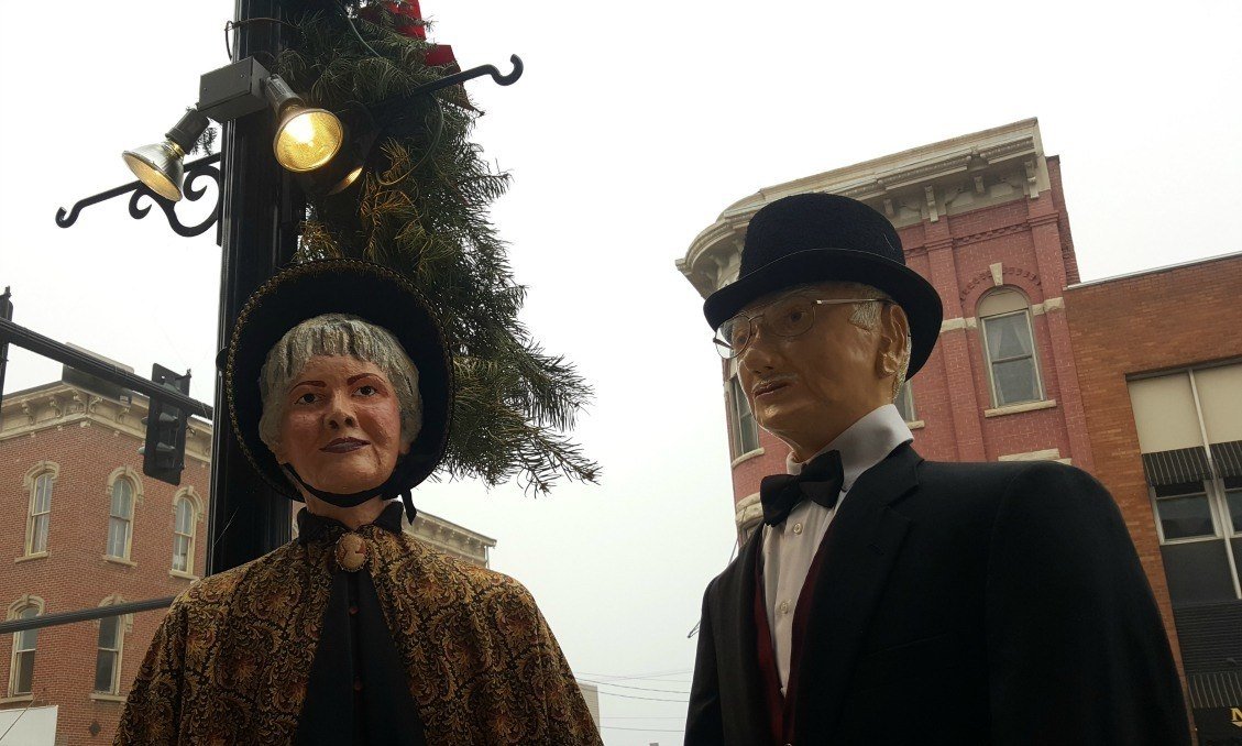 Scenes from Dicken's England line the streets of Cambridge during the holiday season. 