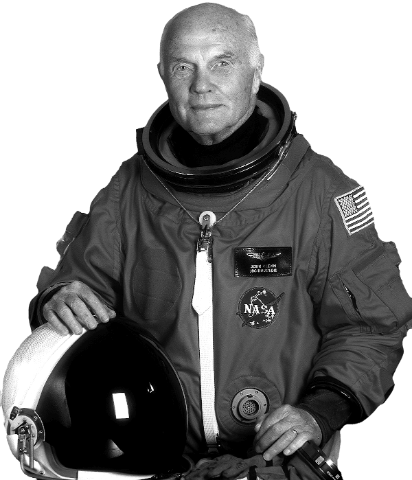 Photo of John Gleen in space suit
